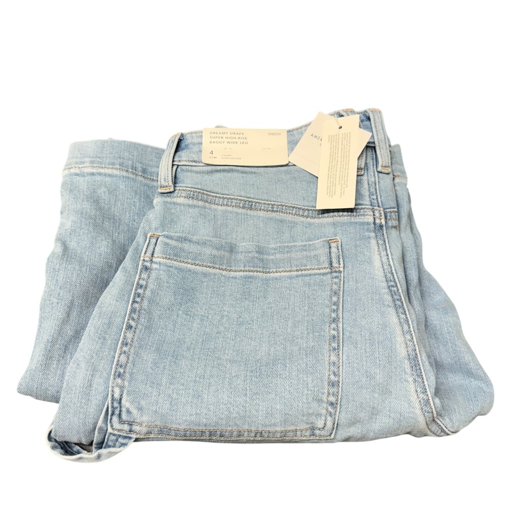 American Eagle Jeans Womens 4 Dreamy Drape Super High-Rise Baggy Wide Leg NEW